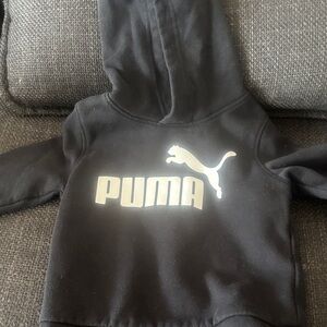 Puma Kids Black and White Logo Hoodie